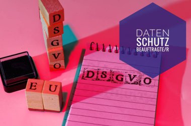 Block and blocks labeled DSGVO EU (DSGVO, Datenschutzbeauftragter) in English GDPR (General Data Protection Regulation, data protection commissioner) for the introduction of the DSGVO in the EU on 25.05.2018 clipart