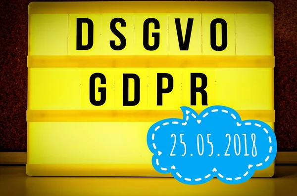 Lichtgevende Paneel Met Het Opschrift Dsgvo Gdpr Algemene Verordening Van — Stockfoto