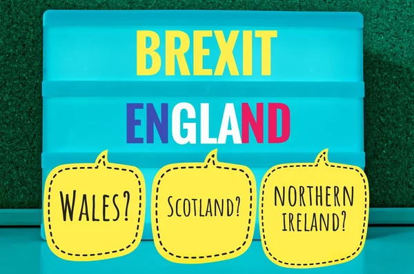 Підписати Легкої Напис Німецька Brexit Англії Північної Ірландії Уельсу Шотландії — стокове фото