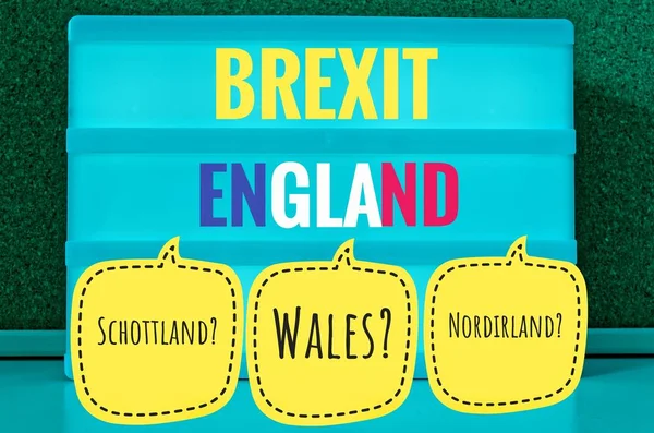 Підписати Легкої Напис Німецька Brexit Англії Північної Ірландії Уельсу Шотландії — стокове фото