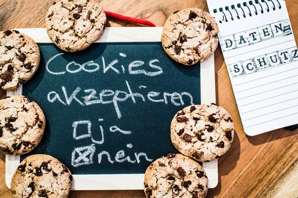 Akzeptieren Sie Cookies Mit Einem Tablet Cookie Banner Für Webseiten — Stockfoto