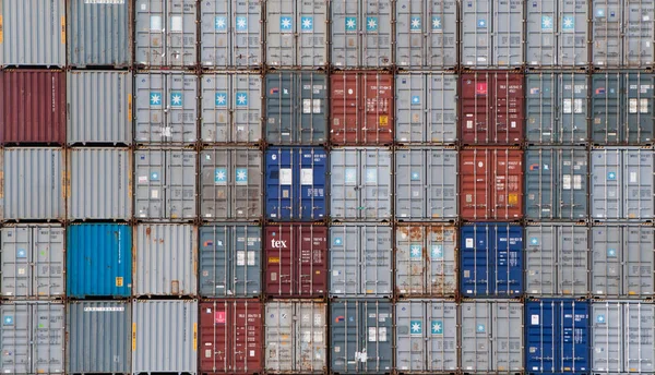 Stacked containers in port of Auckland. — Stock Photo, Image