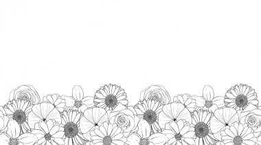 Beyaz arka plan üzerinde izole sorunsuz vektör çiçek deseni. Beyaz karşı izole çiçek.