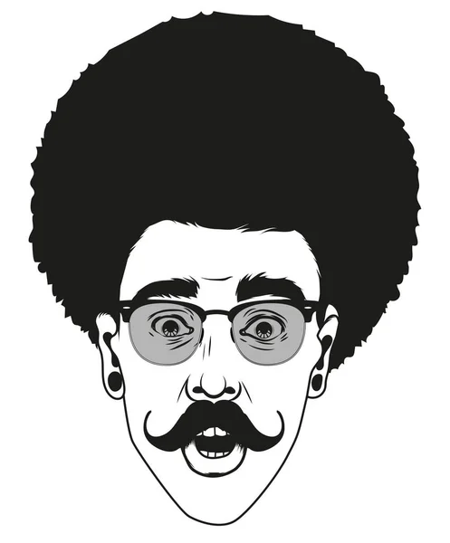 Hipster un hombre con bigote parece sorprendido. Retrato de joven — Vector de stock