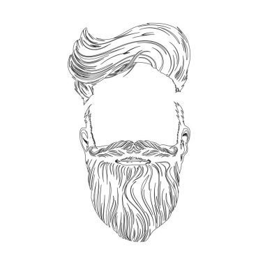 Saç ve sakal, hipster karakter. izole vektör çizim