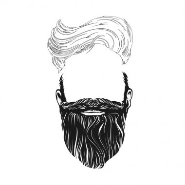 Saç ve sakal, hipster karakter. izole vektör çizim
