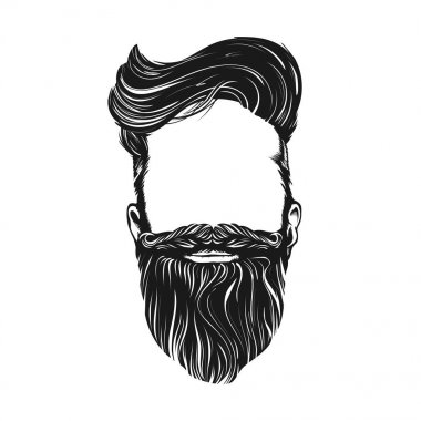Saç ve sakal, hipster karakter. izole vektör çizim
