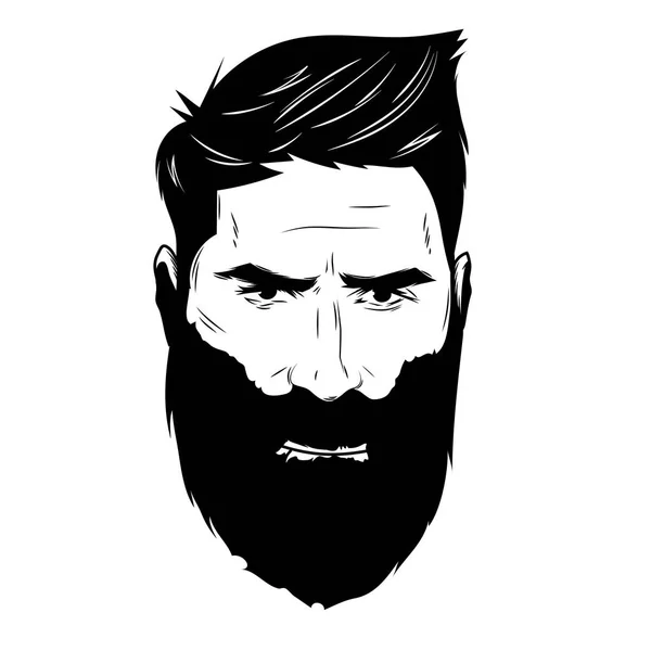 Cara de hombre barbudo, carácter hipster . — Vector de stock
