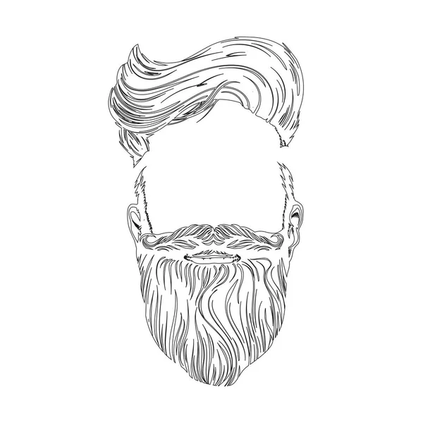 Cabello y barba, carácter hipster. ilustración de vector aislado — Archivo Imágenes Vectoriales