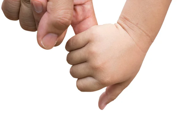 Beyaz bir arka planda el ele.