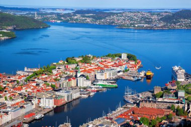 Floyen Norveç'te Bergen güzel görünümü