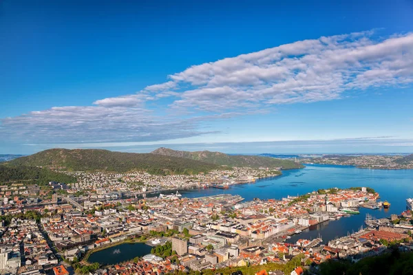 Gyönyörű kilátás a Bergen Norvégia Floyen — Stock Fotó