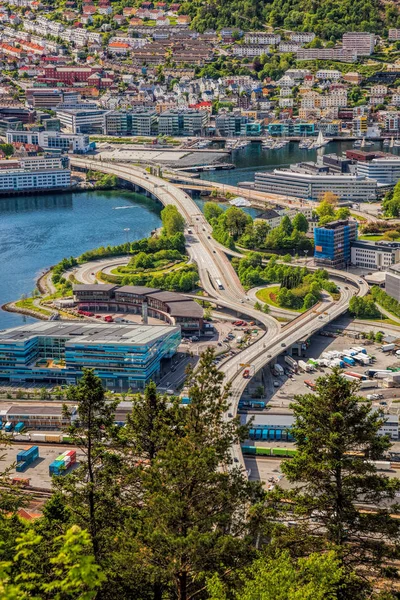 Belle vue sur Bergen depuis Floyen en Norvège — Photo