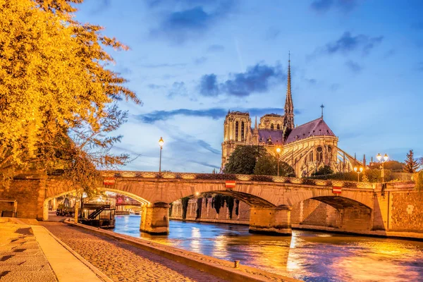 Cattedrale di Notre Dame a Parigi durante la sera, Francia — Foto Stock