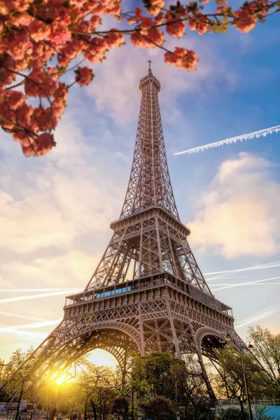 Menara Eiffel selama musim semi di Paris, Prancis — Stok Foto