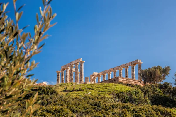 Híres görög templom poseidon, cape sounion Görögországban — Stock Fotó