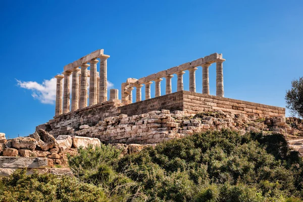 Знаменитый греческий храм Посейдон, мыс Сунион в Греции — стоковое фото