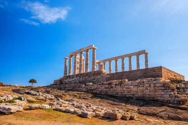 Famoso tempio greco Poseidone, Capo Sounion in Grecia — Foto Stock