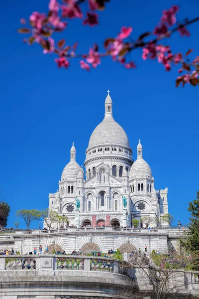 Berühmte Sacre-Coeur-Kathedrale im Frühling in Paris, Frankreich — Stockfoto