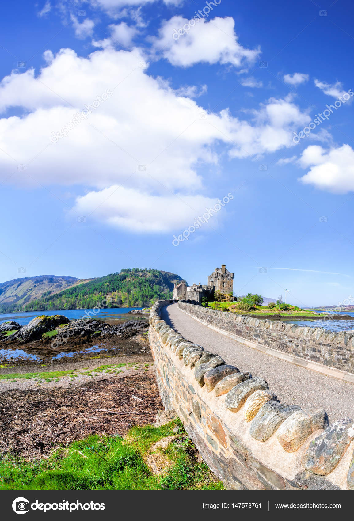 The Eilean Donan Castle during springtime in Highlands of Scotland ...