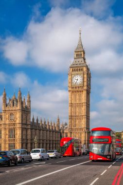 Londra İngiltere, BK'da Big Ben karşı kırmızı otobüs ile