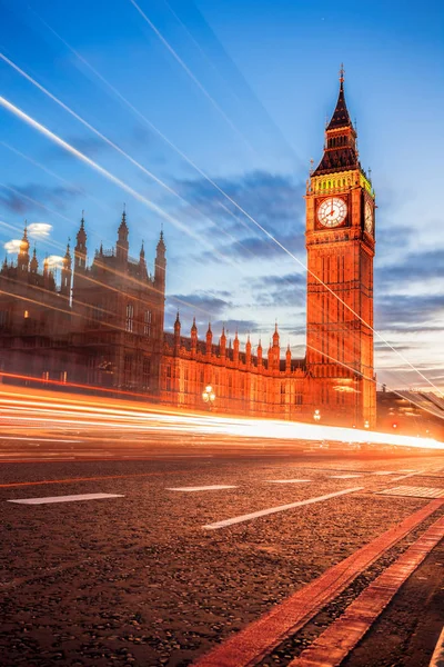 Big Ben z mostu w wieczór, Londyn, Anglia, Wielka Brytania — Zdjęcie stockowe