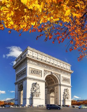 Famous Arc de Triomphe in autumn, Paris, France clipart