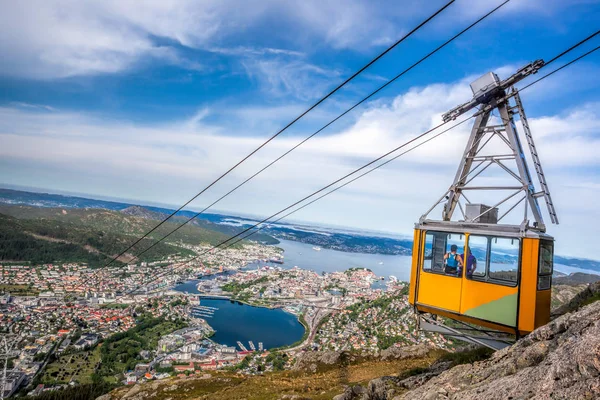 Ulriken cable railway in Bergen, Norway. Gorgeous views from the top of the hill. — Stock Photo, Image