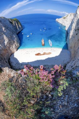 Batık Zakynthos Adası Yunanistan ile Navagio plaj