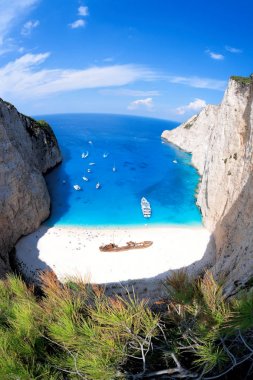 Batık Zakynthos Adası Yunanistan ile Navagio plaj