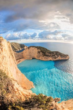 Batık Zakynthos Adası Yunanistan ile Navagio plaj