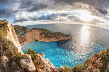 Batık Zakynthos Adası Yunanistan ile Navagio plaj