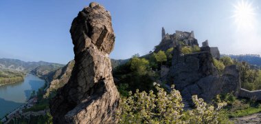 Durnstein kale bahar süre içerisinde Wachau, Avusturya