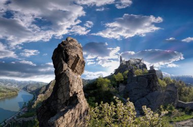 Durnstein kale bahar süre içerisinde Wachau, Avusturya