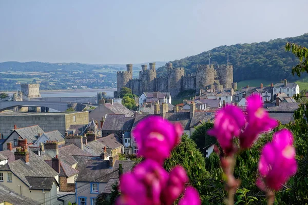 Híres Conwy Castle Walesh kastélyok, Wales, Egyesült Királyság, sorozat — Stock Fotó