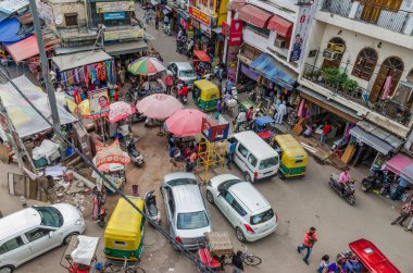 Paharganj, Main Bazar steet panoramik manzaralı.