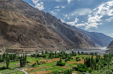 Turtuk village in the Nubra Valley of Ladakh, India clipart
