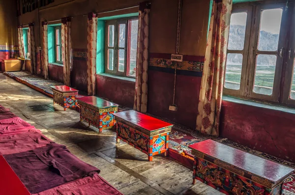 Sala de oración principal del Monasterio del Diskit, Montañas del Himalaya, Ladak —  Fotos de Stock