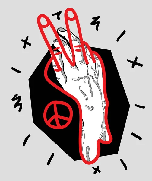 David Heykeli Vektör Çizimi Çizimi Çılgınca Barış Işareti — Stok Vektör