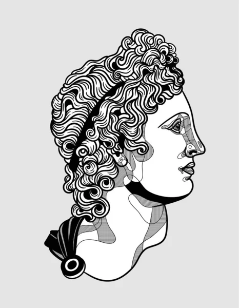 La sculpture Apollo Belvedere. Style noir et blanc . — Image vectorielle