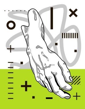 Biblical David hand sculpture created in marble. Modern geometric style.