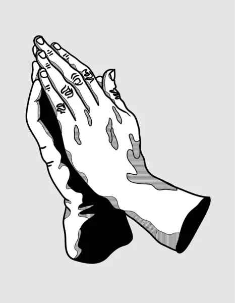 Prayers Hands Sculpture Black White Style — Stock Vector