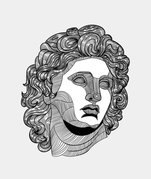 Vector Lines Classical Hand Drawn Illustration Alexander Makedonsky Classical Sculpture — 스톡 벡터