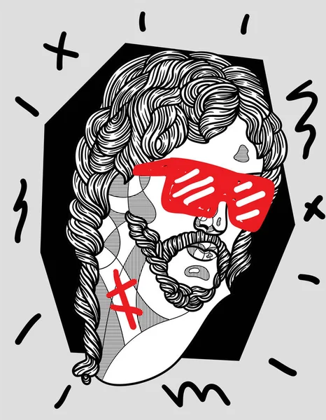 La escultura de Cristo resucitado. Loco estilo rojo . — Vector de stock