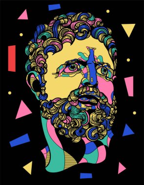 Herkül 'ün portre heykeli. Mozaik Rgb biçimi