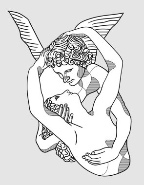 Cupids heykeli öpüyor.