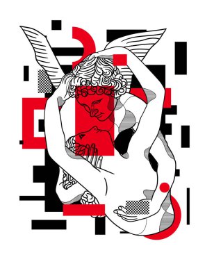 Cupids heykeli öper. Arıza kırmızı modern biçim.