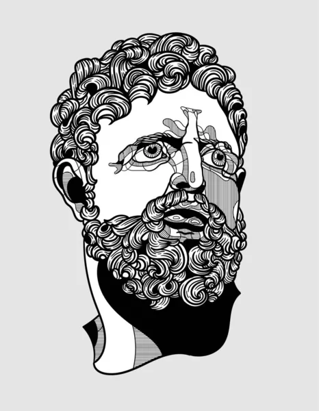 Hercules portrait sculpture. — Stock Vector