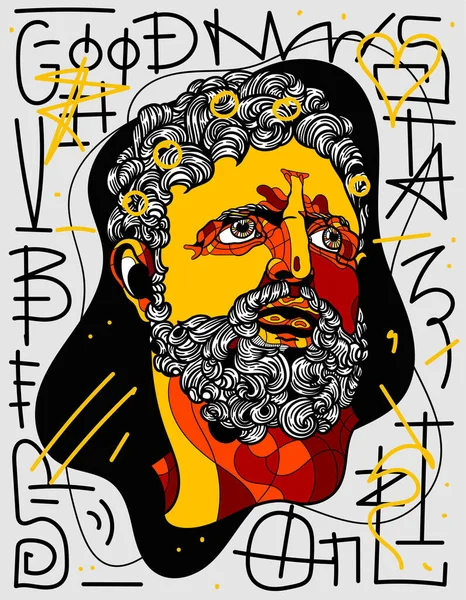 Herkül 'ün portre heykeli. Tırnak içinde grafiti tarzı.