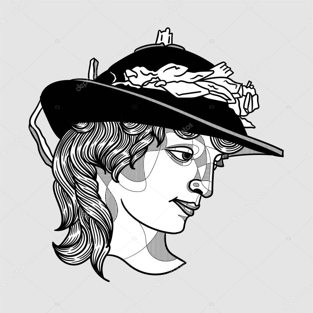 Vector lines classical hand drawn illustration.